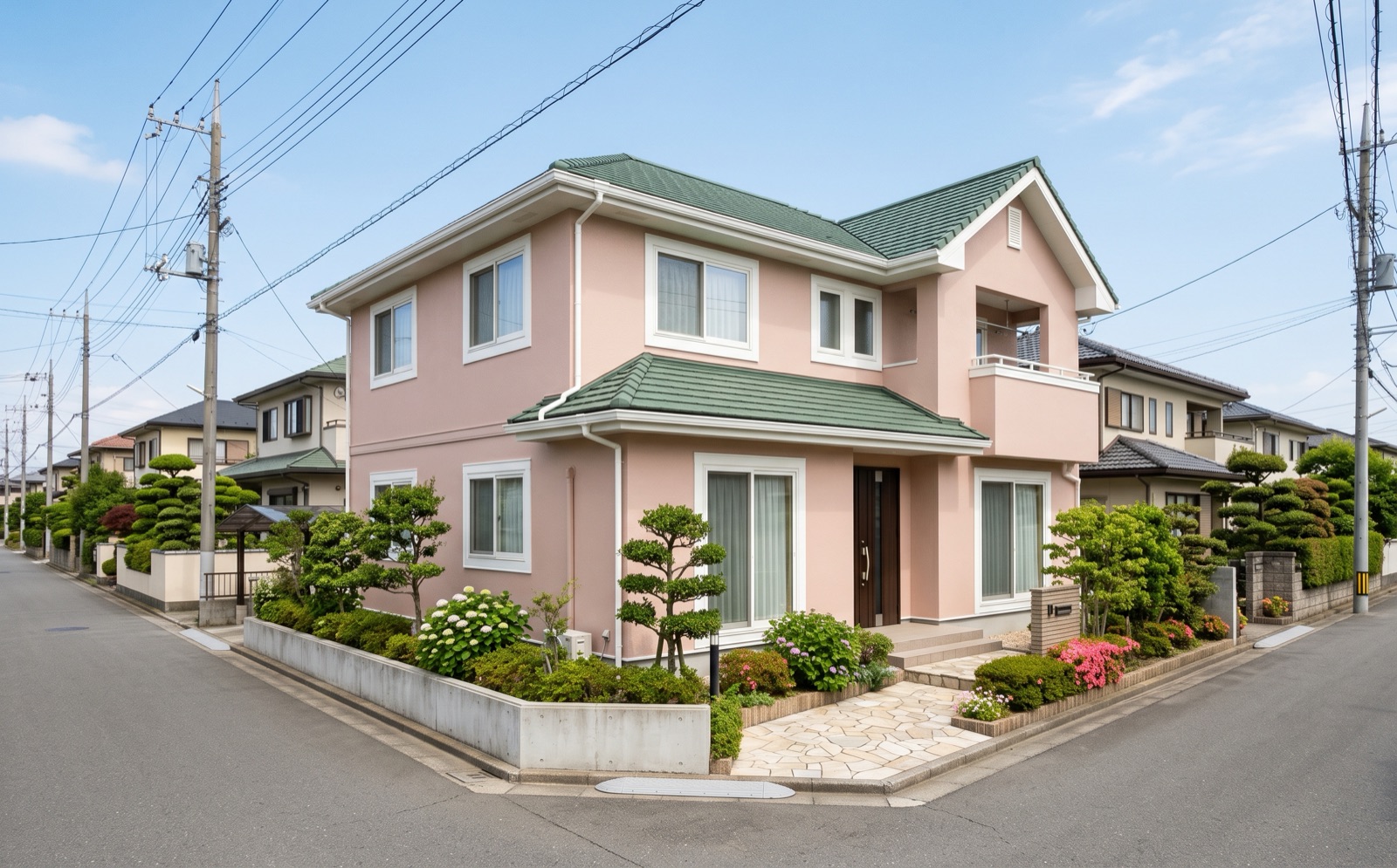 塗り替えを終えた住宅の外壁と屋根